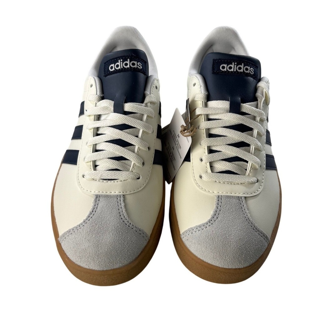 Adidas VL‎ Court Base Women Cream Navy Gum Sole Sneakers Womens Size 6.5 NEW